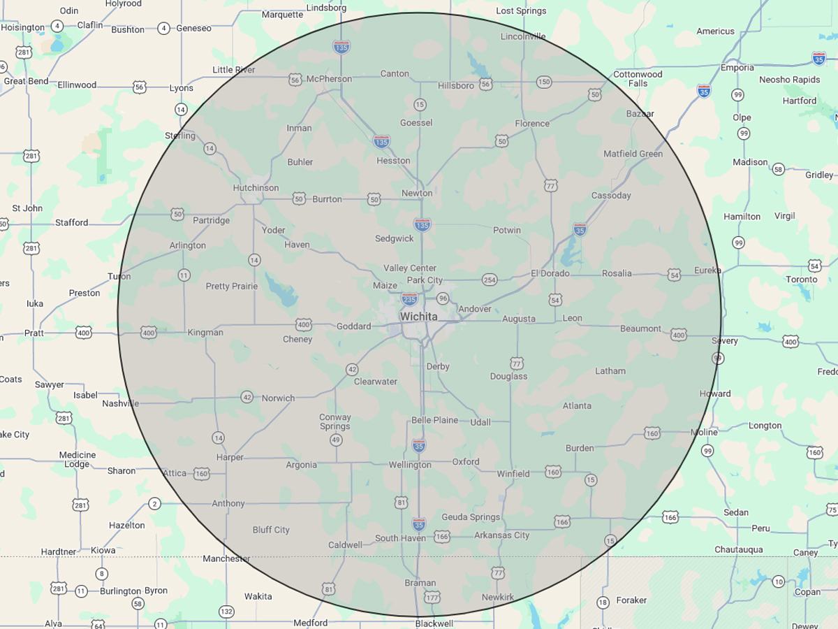 Service area map for Imperial HOme Inspections